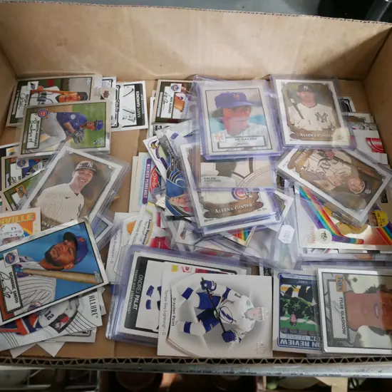 box of baseball collector cards