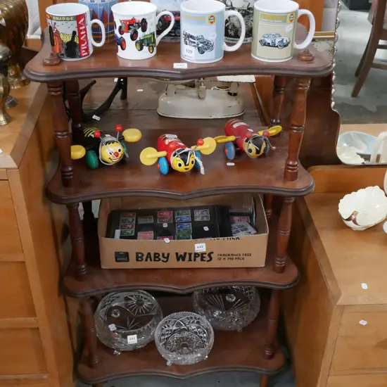 mahogany 4 tier display shelves H-1040 W-580 D-300