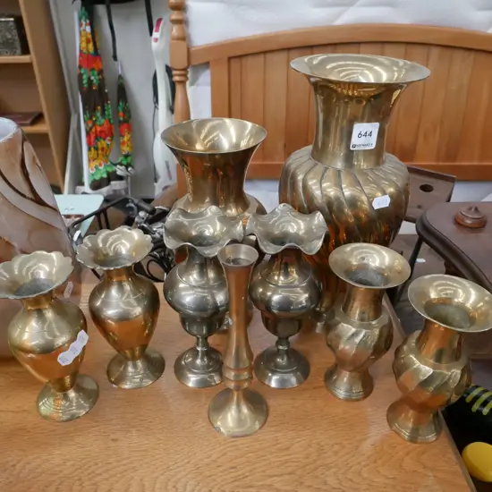 9 brass vases Tallest  H-280