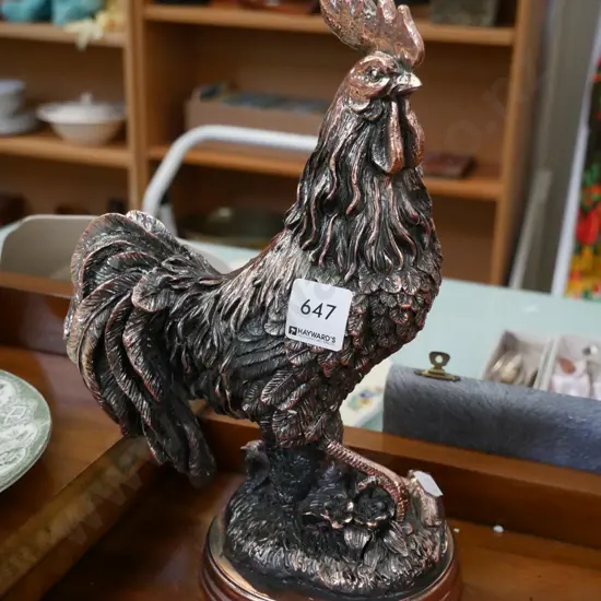 heavy cast metal rooster figurine H-270