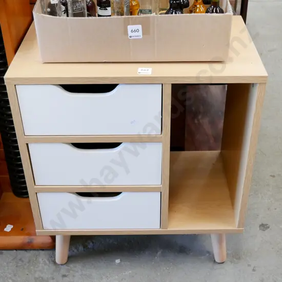 contemporary MDF wood veneer, 3 drawer bedside cabinet