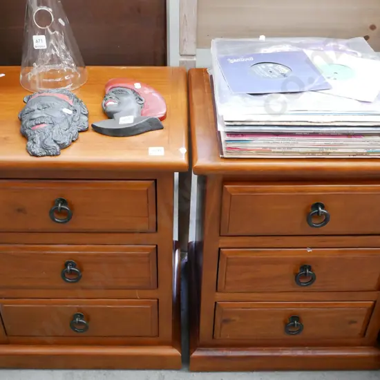 pair of 3 drawer bedside chests