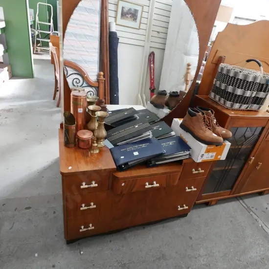 deco 5 drawer mirrorback dresser H-1540 W-1000 D-460