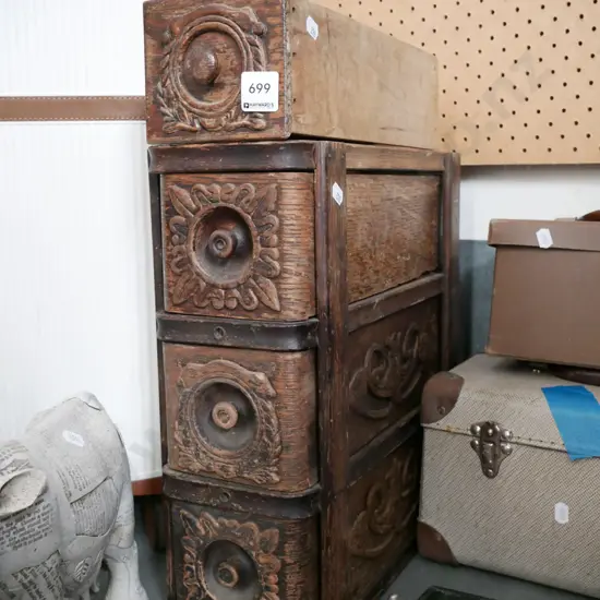 wooden drawers from Singer trealdle sewing maching