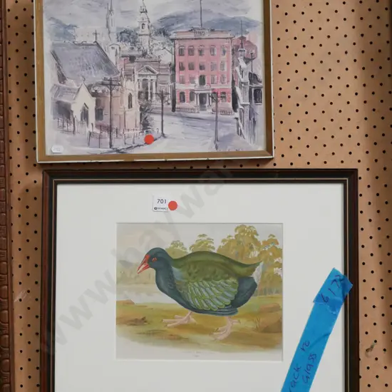 framed pukeko print - crack to glass, Shona McFarlane View St print - red dots