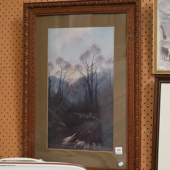 caved wood framed print - herding sheep