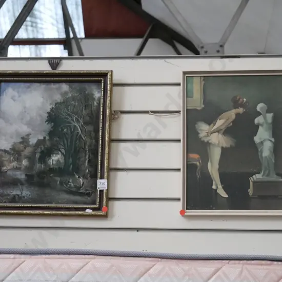 framed Constable and ballerina prints- red dots