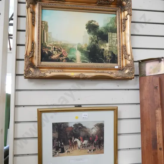 gilt framed print, hunting print - yellow dots