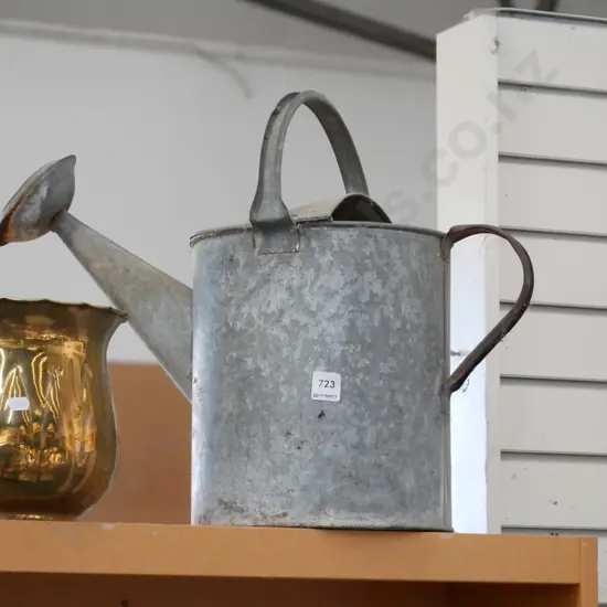 galvanised watering can
