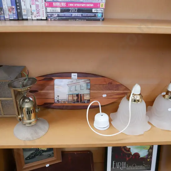 light fittings, surf board themed photo frame