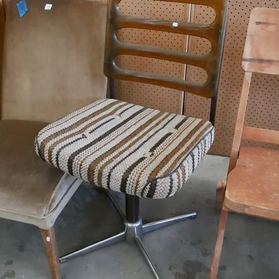 very retro perspex, metal and upholstered office chair