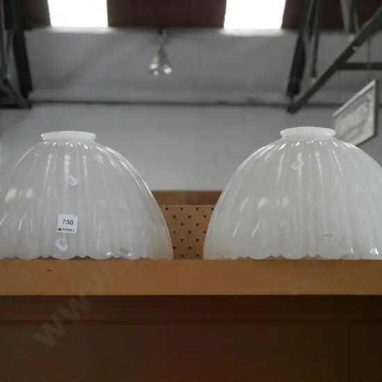 pair of Victorian heavy glass light shades Diam-300
