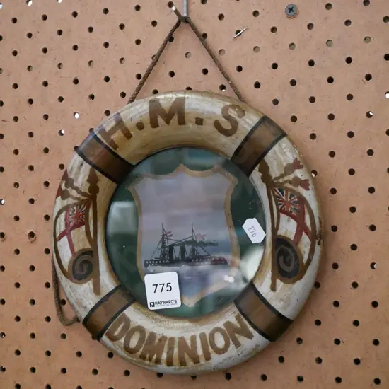hand painted life perserver picture - HMS Dominion