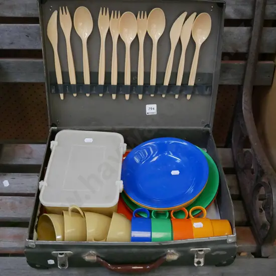 retro picnic hamper with contents