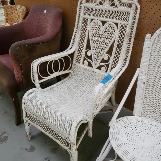 white painted bamboo and cane Victorian armchair