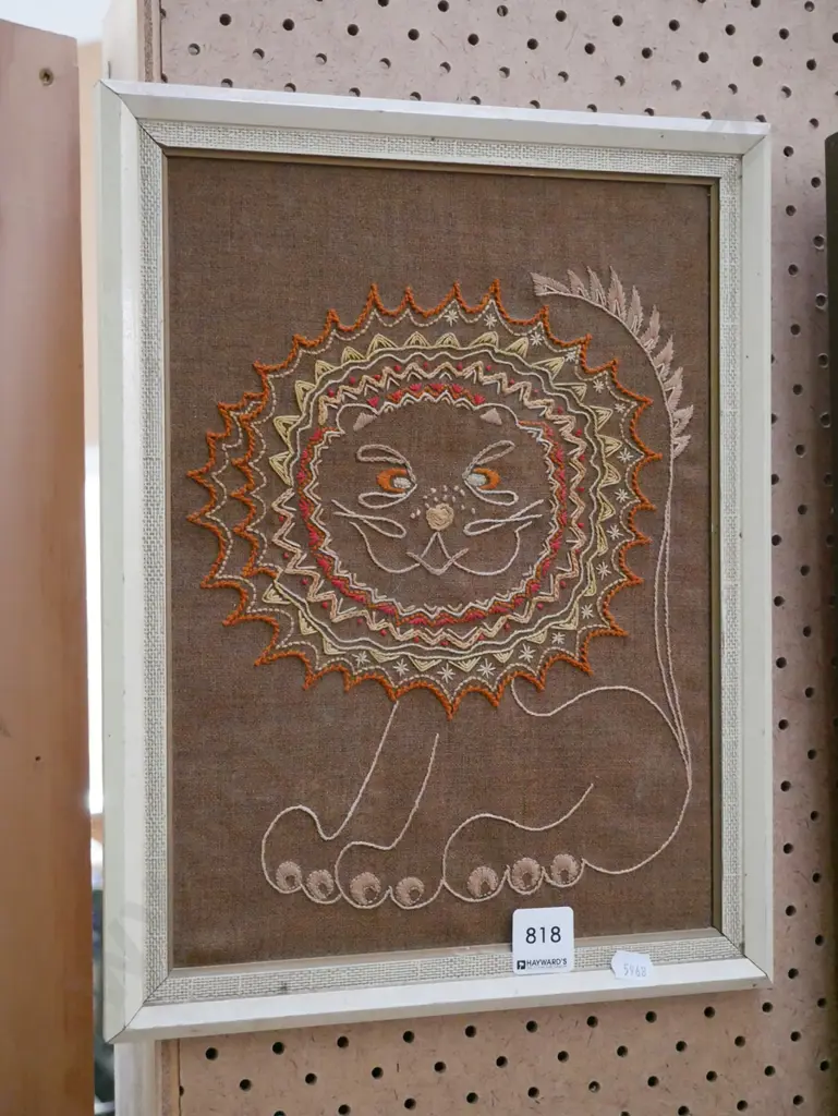 framed needlework - lion Image 1++