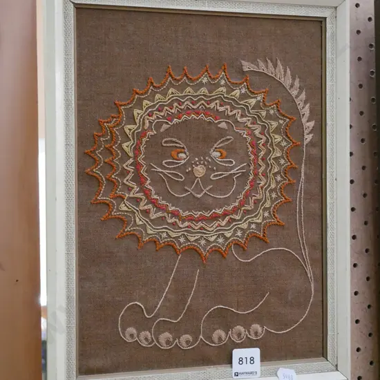 framed needlework - lion