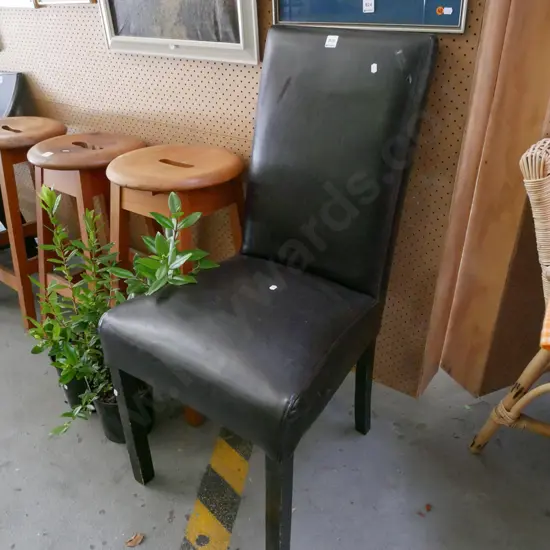 brown vinyl high back dining chair