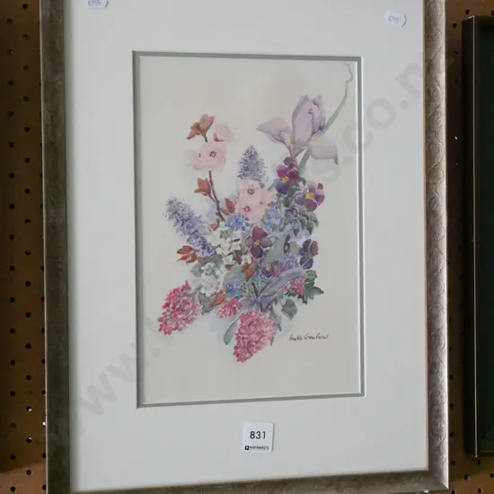 Inke Crawford framed watercolour - flowers