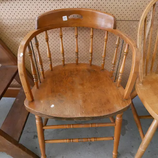 oak spindle back tub chair