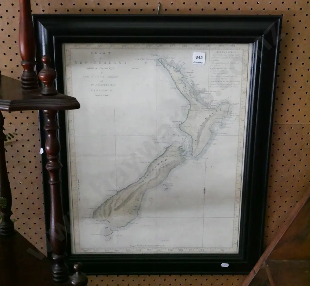 framed reproduction early map of NZ Image 1++