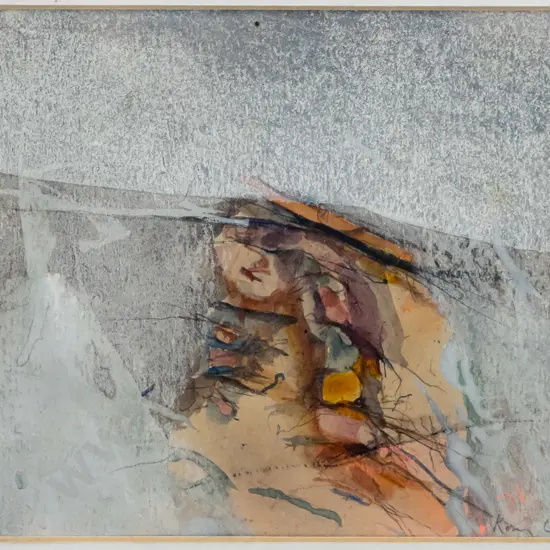 Rosie Cambell - framed watercolour - abstract H-120 W-150 (glass needs a clean)