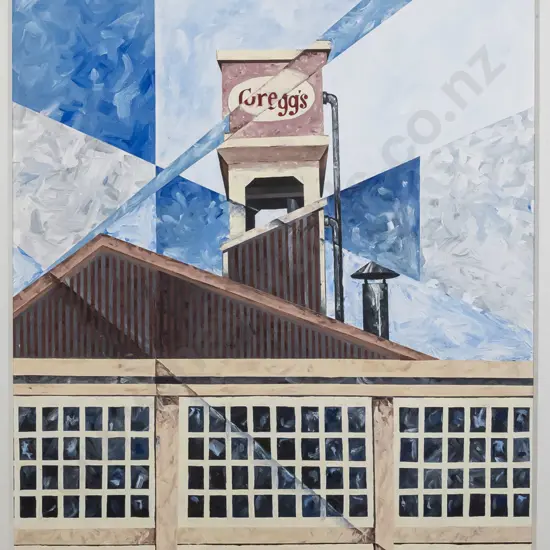 Damon Duncan '96 - framed acrylic - Gregg's building H-780 W-580