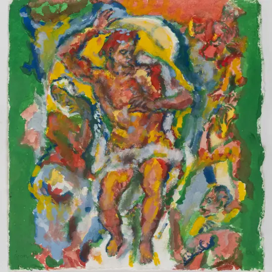 Ivan Baird - framed watercolour - various people H-290 W-270