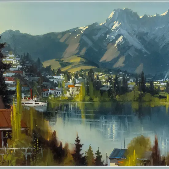 Neil Bartlett, framed oil - Wakatipu & Remarkables H-250 W-360