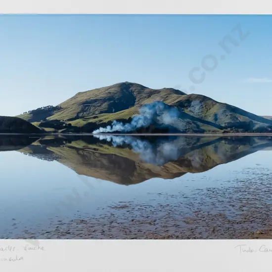 Tudor Caradoc Davies 2005 - framed photograph "Mount Charles Smoke, Otago Peninsula" H-280 W-420