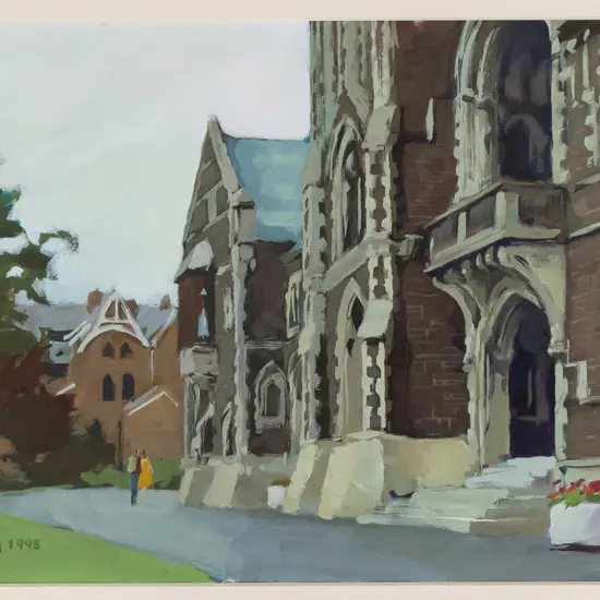 P Wang  1998 - framed watercolour - University of Otago  H-240 W-370