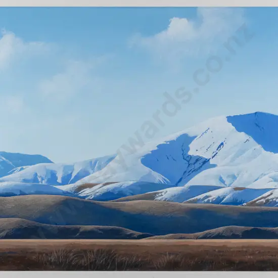 Graham Tait - framed acrylic on watercolour paper "Spring Thaw Maniototo" H-340 W-520