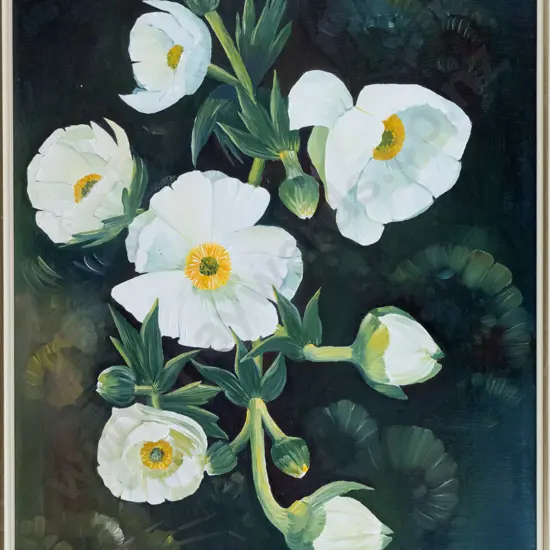 Ian McNeil - framed oil - flowers H-440 W-340