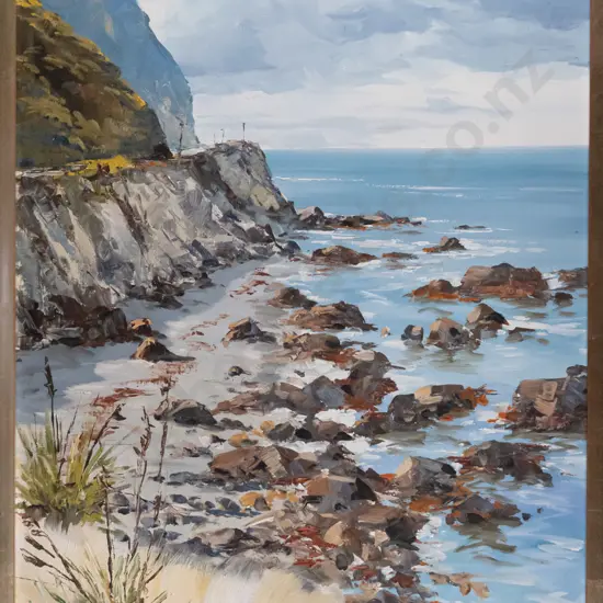 Aston Greathead, framed oil "Coast Road North of Kaikoura" H-740 W-490