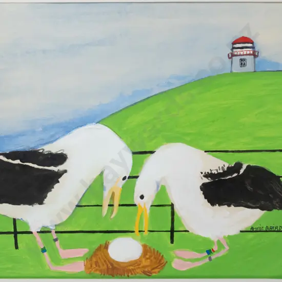 Annie Baird '85 - framed watercolour - albatross and egg