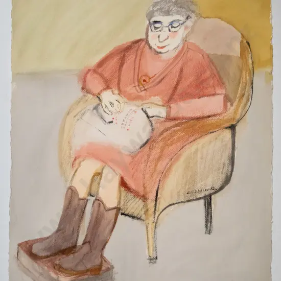 Annie Baird 82 - unframed watercolour on paper -portrait H-770 W-560