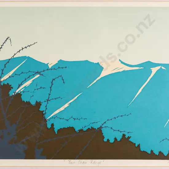 Philip Beadle - framed screenprint 45/56 "Ben Ohau Range" H-260 W-390