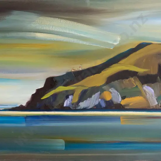 Susan Webb '03 - boxed oil on canvas "Otago III" H-380 W-760