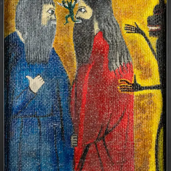 Rhys James Kelly June 2024 - framed oil "If you want to talk about Jesus" H-400 W-300