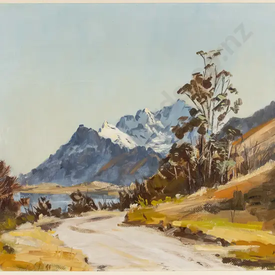 Charles D McKenzie 1964, framed oil "Earnslaw from the Glenorchy Road, Lake Wakatipu" H-340 W-440