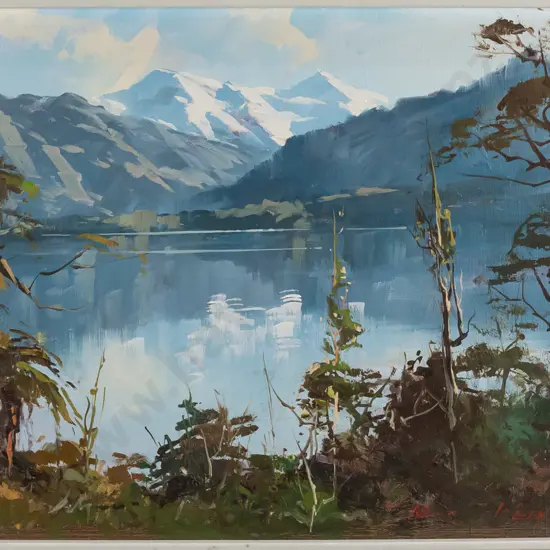 Kevyn Webb, framed oil "Lake Kaniere West Coast" H-290 W-400