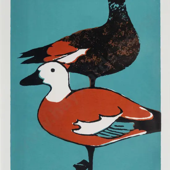 Gillian Pope - framed screenprint 7/100 "Paradise Duck "H-210 W-140