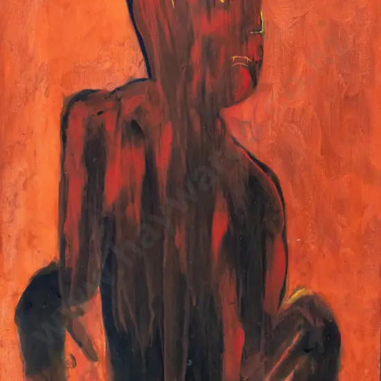 Rhys James Kelly - unframed acrylic on paper - figure H-400 W-290