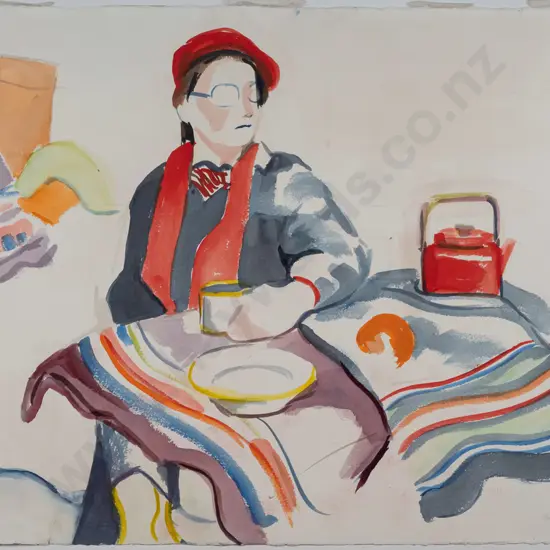 Marama Richards - unframed watercolour on paper -portrait H-570 W-760