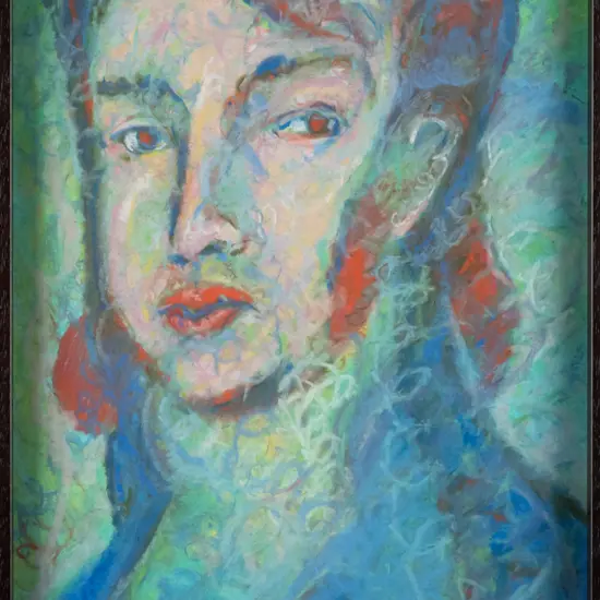 unsigned framed pastel - portrait H-340 W-260