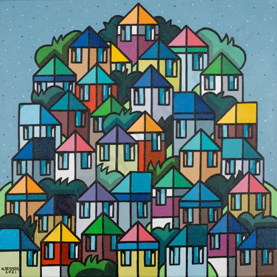 Nic Dempster 2021 -oil on box canvas "Snow Swirl" H-400 W-400