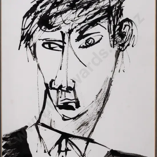 unknown artist - framed watercolour - portrait H-280 W-200 (slight foxing)