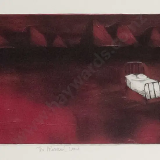 Rachael Garland 2003 - framed etching 7/20 "The Promised Land" H-170 W-620