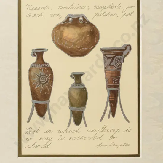 Maria Kemp 200 - framed mixed media "Vessels 1" H-180 W-130