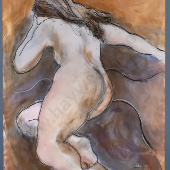 Leanne Turbovich - framed mixed media - nude H-800 W-570